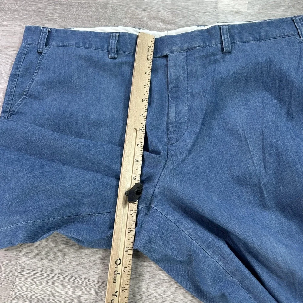 Maus & Hoffman Pants Mens 40x28 Blue Cotton Denim Chino Relaxed Fit Cuffed